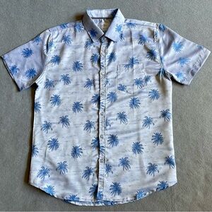 Craft + Flow Men’s Hawaiian Shirt Blue Size Large Palm Tree Design